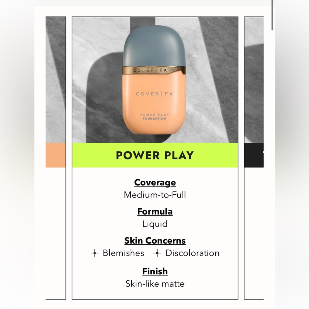 NIB - Cover FX ‘Power Play’ Matte Foundation in “F1” - Picture 4 of 14